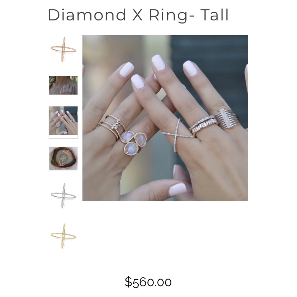 brooke rayn custom 14k tall diamond x ring.